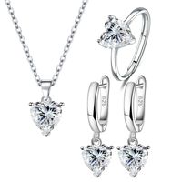 1 Pièce 1 Paire Style Simple Forme De Cœur Le Cuivre Incruster Zircon Anneaux Des Boucles D'oreilles Collier sku image 12