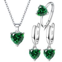 1 Piece 1 Pair Simple Style Heart Shape Copper Inlay Zircon Rings Earrings Necklace sku image 16