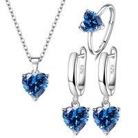 1 Piece 1 Pair Simple Style Heart Shape Copper Inlay Zircon Rings Earrings Necklace sku image 13