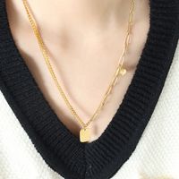 Collier En Acier Titane Double Épaisseur Avec Lettre Anglaise sku image 2