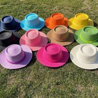 Women's Simple Style Solid Color Chain Flat Eaves Sun Hat main image 3