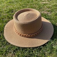 Women's Simple Style Solid Color Chain Flat Eaves Sun Hat sku image 2