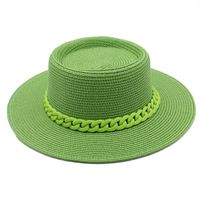 Women's Simple Style Solid Color Chain Flat Eaves Sun Hat main image 5