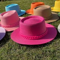 Women's Simple Style Solid Color Chain Flat Eaves Sun Hat main image 6