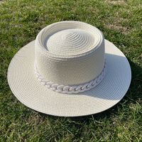 Women's Simple Style Solid Color Chain Flat Eaves Sun Hat sku image 4