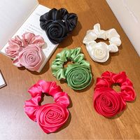 Elegant Lady Solid Color Flower Cloth Hair Tie main image 1