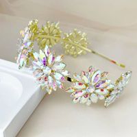 Retro Flower Metal Inlay Artificial Crystal Hair Band 1 Piece main image 2