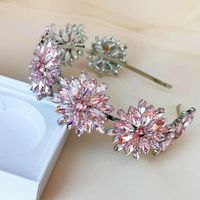 Retro Flower Metal Inlay Artificial Crystal Hair Band 1 Piece sku image 3