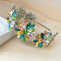 Retro Blume Metall Inlay Künstlicher Kristall Haarband 1 Stück sku image 4