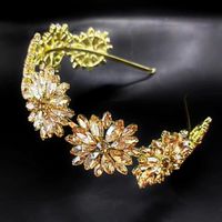 Retro Flower Metal Inlay Artificial Crystal Hair Band 1 Piece sku image 5