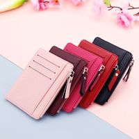 Women's Solid Color Pu Leather Zipper Card Holders main image 2
