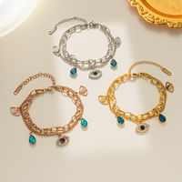 1 Piece Hip-hop Devil's Eye Water Droplets Titanium Steel Inlay Rhinestones Bracelets main image 1