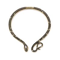 1 Piece Retro Snake Imitation Pearl Alloy Turquoise Inlay Rhinestones Women's Necklace main image 4