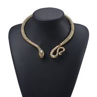 1 Pieza Retro Serpiente Perla De Imitación Aleación Turquesa Embutido Diamantes De Imitación Mujeres Collar main image 5