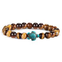 Rétro Tortue Bloc De Couleur Turquoise Agate Oeil De Tigre Bracelets sku image 10