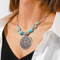 1 Piece Ethnic Style Round Heart Shape Flower Alloy Turquoise Plating Necklace main image 2