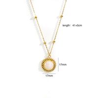 304 Stainless Steel 14K Gold Plated Retro Inlay Geometric Natural Stone Shell Pendant Necklace sku image 5