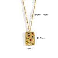 304 Stainless Steel 14K Gold Plated Retro Inlay Round Square Star Zircon Pendant Necklace sku image 5