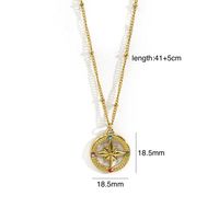 304 Stainless Steel 14K Gold Plated Retro Inlay Round Square Star Zircon Pendant Necklace sku image 6
