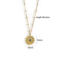 304 Stainless Steel 14K Gold Plated Retro Inlay Round Square Star Zircon Pendant Necklace sku image 2