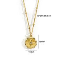 304 Stainless Steel 14K Gold Plated Retro Inlay Round Square Star Zircon Pendant Necklace sku image 3