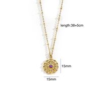304 Stainless Steel 14K Gold Plated Retro Inlay Round Square Star Zircon Pendant Necklace sku image 4