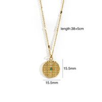 304 Stainless Steel 14K Gold Plated Retro Inlay Round Square Star Zircon Pendant Necklace sku image 1