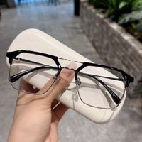 Moda Color Sólido Ordenador Personal Marco Ovalado Medio Cuadro Gafas Ópticas sku image 2