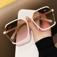 Simple Style Gradient Color Resin Polygon Half Frame Women's Sunglasses sku image 1
