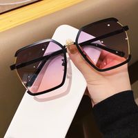 Simple Style Gradient Color Resin Polygon Half Frame Women's Sunglasses sku image 3