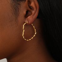 1 Paar Einfacher Stil Herzform Überzug 201 Edelstahl 18 Karat Vergoldet Ohrringe sku image 1