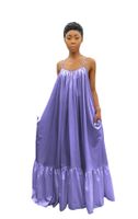 Frau Swing-kleid Einfacher Stil V-ausschnitt Gurt Falten Einfarbig Maxi Langes Kleid Täglich main image 2