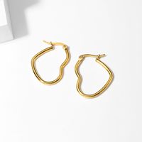 1 Pair Simple Style Heart Shape Plating 201 Stainless Steel 18K Gold Plated Earrings sku image 3