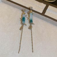 Wholesale Jewelry 1 Pair Chinoiserie Bamboo Alloy Opal Silver Plated Drop Earrings main image 2