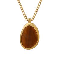 Wholesale 1 Piece Simple Style Water Droplets Titanium Steel 18k Gold Plated Tiger Eye Pendant Necklace main image 5