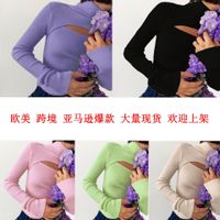 Women's Knitwear Long Sleeve Sweaters & Cardigans Classic Style Solid Color sku image 1