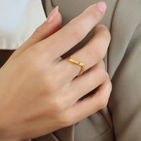 Wholesale 1 Piece Simple Style Solid Color Titanium Steel 18k Gold Plated Open Ring sku image 4