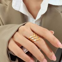 Wholesale 1 Piece Simple Style Solid Color Titanium Steel 18k Gold Plated Open Ring main image 5
