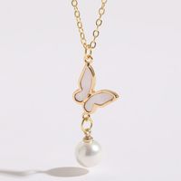 1 Piece Korean Style Star Butterfly Copper Pearl Plating Inlay Shell 14k Gold Plated Pendant Necklace main image 9