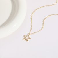 1 Piece Korean Style Star Butterfly Copper Pearl Plating Inlay Shell 14k Gold Plated Pendant Necklace main image 4
