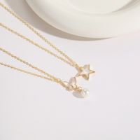 1 Piece Korean Style Star Butterfly Copper Pearl Plating Inlay Shell 14k Gold Plated Pendant Necklace main image 6