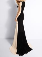 Sheath Dress Elegant Round Neck Backless Color Block Maxi Long Dress Business main image 5