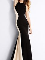 Sheath Dress Elegant Round Neck Backless Color Block Maxi Long Dress Business main image 4