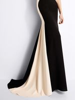 Sheath Dress Elegant Round Neck Backless Color Block Maxi Long Dress Business main image 3