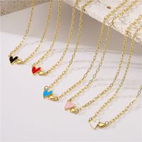 1 Piece Simple Style Heart Shape Copper Enamel Plating Pendant Necklace main image 2