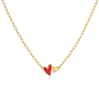 1 Piece Simple Style Heart Shape Copper Enamel Plating Pendant Necklace sku image 2
