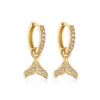 1 Pair Simple Style Fish Tail Copper Inlay Rhinestones Drop Earrings main image 6