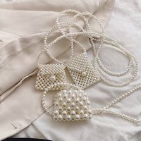 Kid's Small Pvc Solid Color Cute Pearls Square Flip Cover Crossbody Bag main image 1