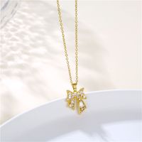 Copper 18K Gold Plated Artistic Plating Inlay House Teapot Butterfly Zircon Pendant Necklace main image 5