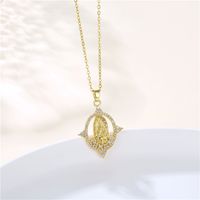 Copper 18K Gold Plated Artistic Plating Inlay House Teapot Butterfly Zircon Pendant Necklace main image 4